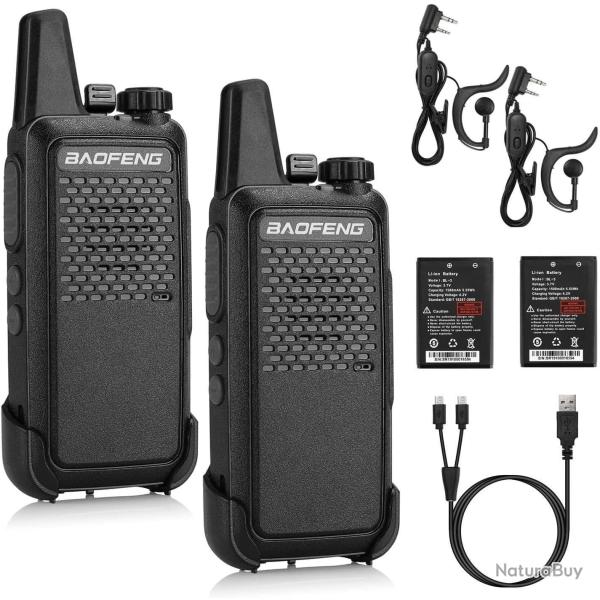 Talkie Walkie 2 Pcs PMR 446 Port�e 3 km 16 Canaux Charge USB Professionnels Batterie1500 mA