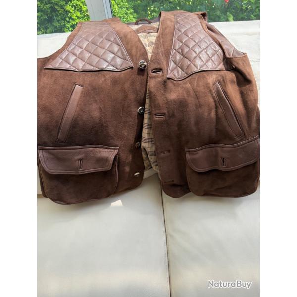 GILET DE CHASSE SANS MANCHE SEPTEMBER LYON EN CERF RETOURN� MARRON