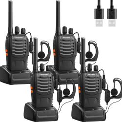 Talkie Walkie Kit 4 Pi&egrave;ces Radio Bidirectionnelle Longue Port&eacute;e16 Canaux Charge USB Batterie1500mAh
