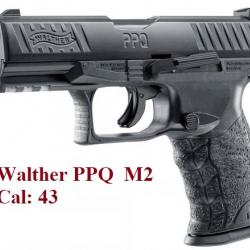 Pistolet  Walther PPQ  M2 T4E Cal 43  noir
