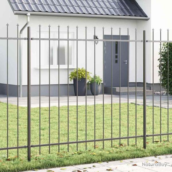 Cl�ture de jardin 3 pcs Gris 5,1 x 1,5 m Acier rev�tu de poudre
