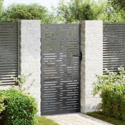 Porte de Jardin Noir 85 x 175 cm Acier peint par poudre