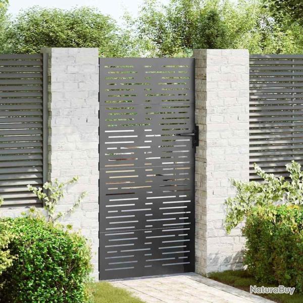 Porte de Jardin Noir 85 x 175 cm Acier peint par poudre