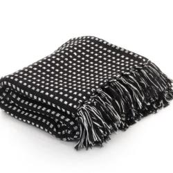 Couverture coton chevrons noir 220x250 cm douce lavable