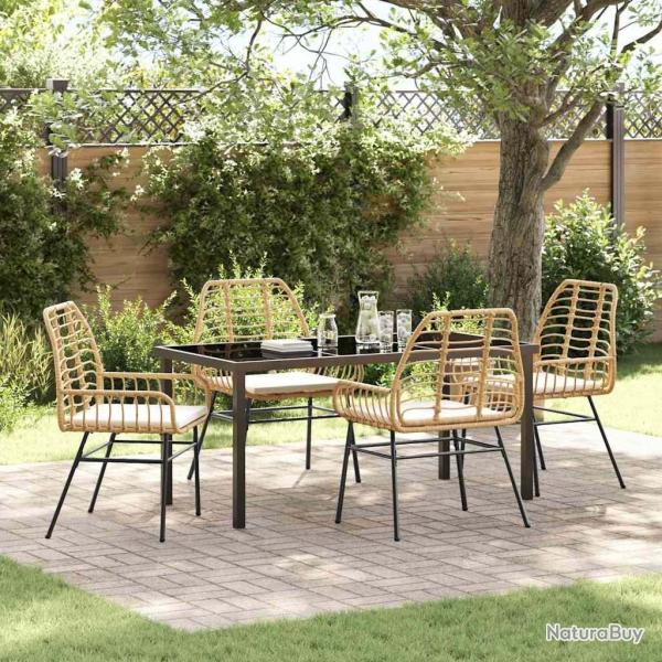 Ensemble de salle � manger pour jardin 5 pcs Marron polyrotin