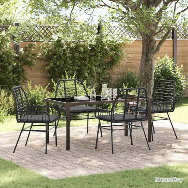 Ensemble de salle � manger pour jardin 5 pcs Noir polyrotin