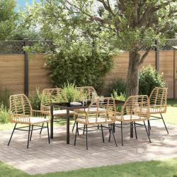 Ensemble de salle &agrave; manger pour jardin 7 pcs Marron polyrotin