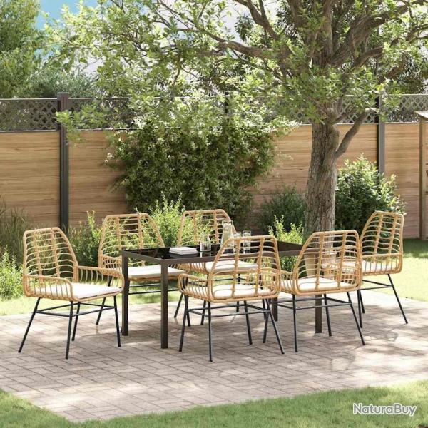 Ensemble de salle � manger pour jardin 7 pcs Marron polyrotin