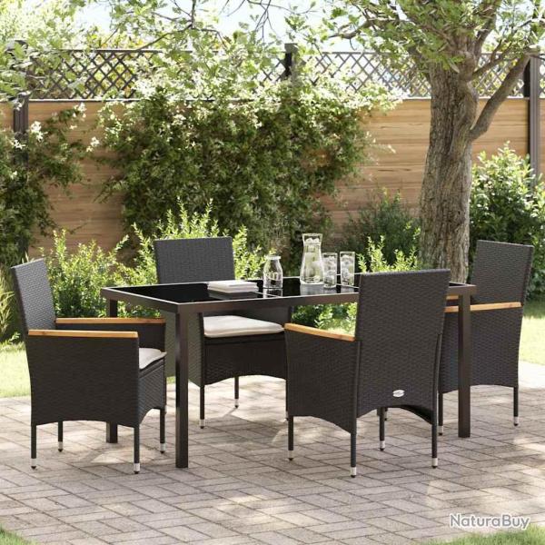 Ensemble de salle � manger pour jardin 5 pcs Noir polyrotin