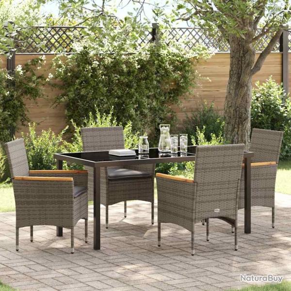 Ensemble de salle � manger pour jardin 5 pcs Gris polyrotin