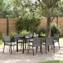 Ensemble de salle &agrave; manger pour jardin 7 pcs Gris