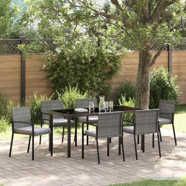 Ensemble de salle � manger pour jardin 7 pcs Gris