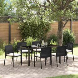 Ensemble de salle &agrave; manger pour jardin 7 pcs Noir