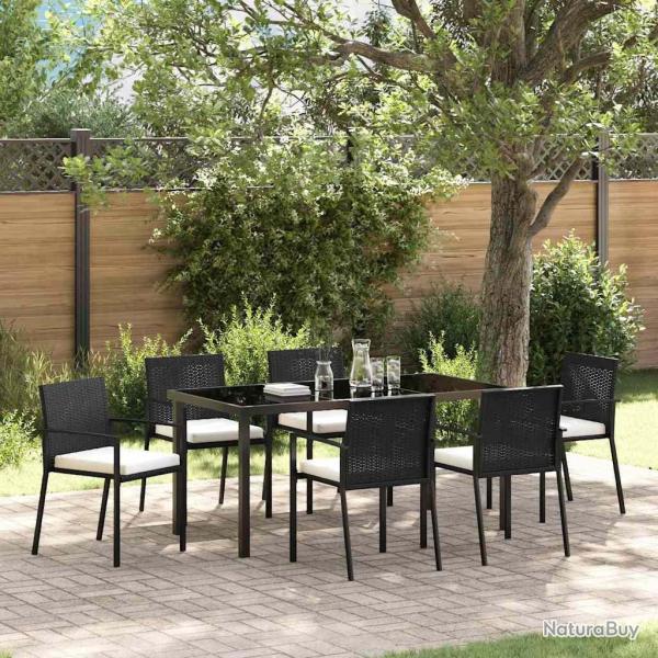 Ensemble de salle � manger pour jardin 7 pcs Noir