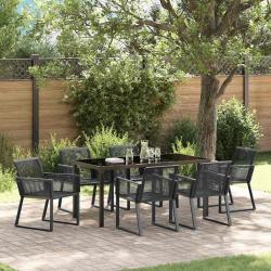 Ensemble de salle &agrave; manger pour jardin 7 pcs Noir