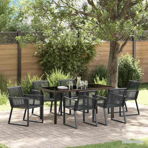 Ensemble de salle � manger pour jardin 7 pcs Noir