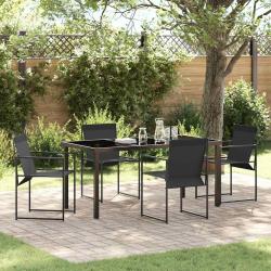 Ensemble de salle &agrave; manger pour jardin 5 pcs Noir