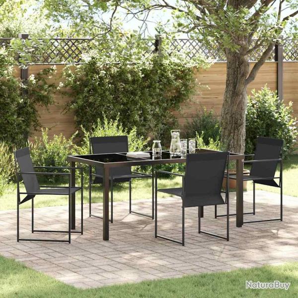 Ensemble de salle � manger pour jardin 5 pcs Noir