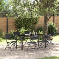 Ensemble de salle &agrave; manger pour jardin 7 pcs Noir