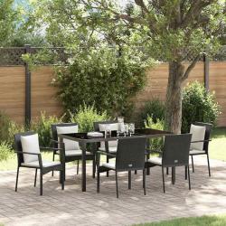 Ensemble de salle &agrave; manger pour jardin 7 pcs Noir polyrotin