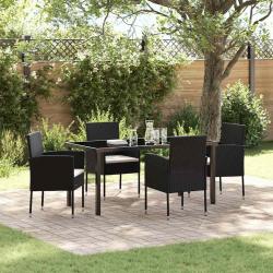 Ensemble de salle &agrave; manger pour jardin 5 pcs Noir polyrotin