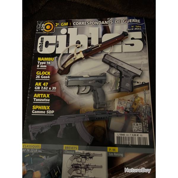 Revue tir CIBLES no 529 de 2014 Nambu type 14, Glock 26 Gen4, AK 47...