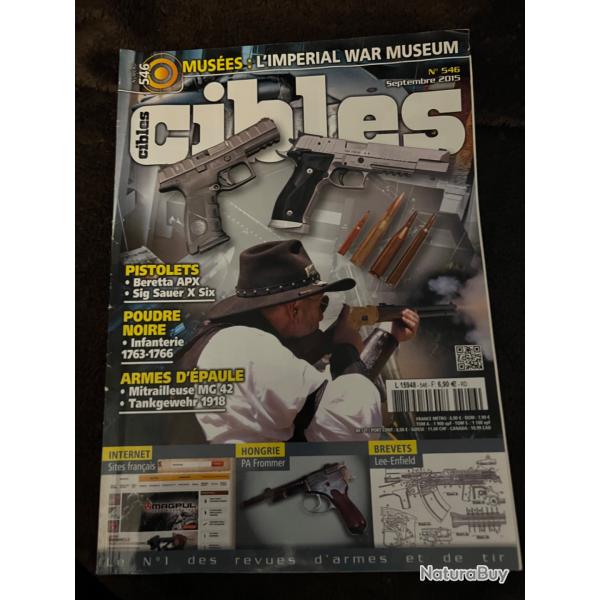 Revue tir CIBLES no 546 de 2015 Beretta APX, Sig Sauer X six...