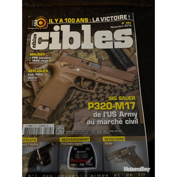 Revue tir CIBLES no 584 de 2018 Mauser FR8, Sig-Sauer P320-M17