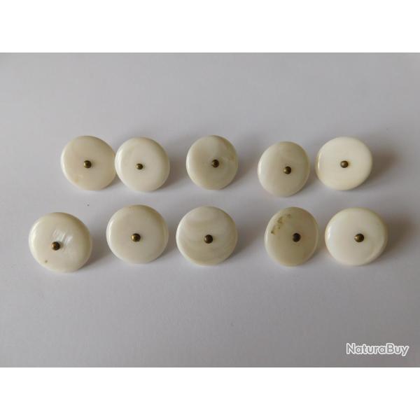 LOT 10 BOUTONS ANCIENS EN NACRE / DIAMETRE 20MM / VINTAGE MARINE NATIONALE / TROUPES COLONIALES ?