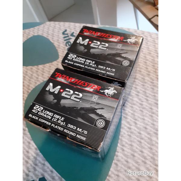 Lot 2 boites munitions 22LR Winchester M22