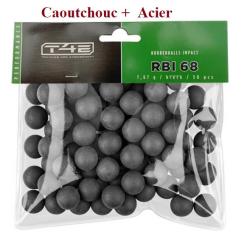 Sachet de 50 Billes caoutchouc + Acier Noire  Cal. 68