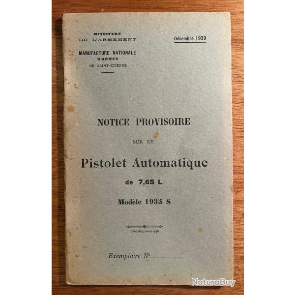 Notice Pistolet Automatique 1935 S 1935S D�cembre 1939