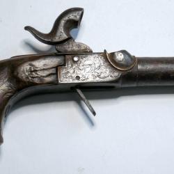 Pistol de collection XIX&egrave;me si&egrave;cle dit &agrave; coffre - &agrave; restaurer, authentique non fonctionnel en l'&eacute;tat