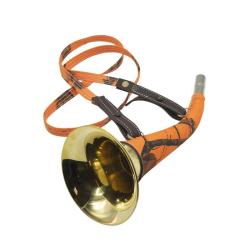 Corne de chasse pavillon gain&eacute;e orange 30cm Januel