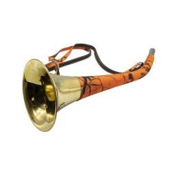 Corne de chasse pavillon gain&eacute;e orange 50cm Januel