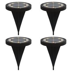 Lot de 4 lampes solaires de jardin &eacute;clairage ext&eacute;rieur pratique 11 x 13 cm en PS noir 02_0056673