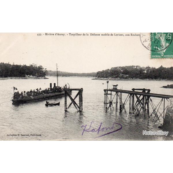 Carte Postale Ancienne - Rivi�re d'Auray - Torpilleur de la D�fense Mobile de -N�8158