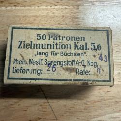 BOITE DE 22 LONG RIFLE D'ENTRAINEMENT ARMEE ALLEMANDE DATE DE 1943
