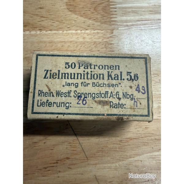 BOITE DE 22 LONG RIFLE D'ENTRAINEMENT ARMEE ALLEMANDE DATE DE 1943