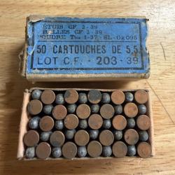 BOITE DE 22 LONG RIFLE D'ENTRAINEMENT ARMEE FRANCAISE DATE DE 1939
