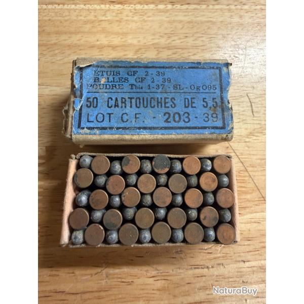 BOITE DE 22 LONG RIFLE D'ENTRAINEMENT ARMEE FRANCAISE DATE DE 1939