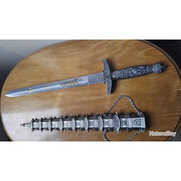 Dague Chinoise Stainless avec bel �tui D�cor Pagode longueur de lame 35 cm