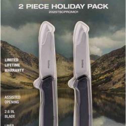 Pack de 2 Couteaux Kershaw O/A Lame Acier 3Cr13 Bead Blast Manche GFN Noir Liner Lock KS7017