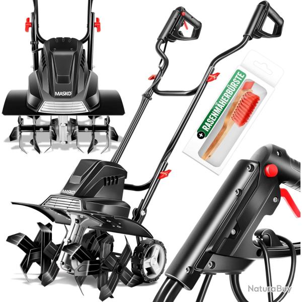 Motobineuse �lectrique 1 500 Watts | 40 cm de Largeur de Travail,20 cm de Profondeur de Travail Noir
