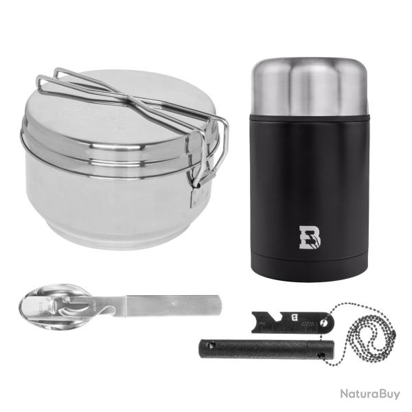 Badger Outdoor Thermos 750ml  Gamelle Acier  Couverts  Allume-feu
