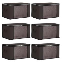 Bo&icirc;tes rangement tissu anthracite 43x34x23 cm pliables fen&ecirc;tre transparente 6 pcs