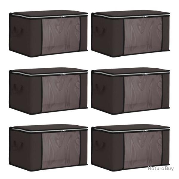 Bo�tes rangement tissu anthracite 43x34x23 cm pliables fen�tre transparente 6 pcs
