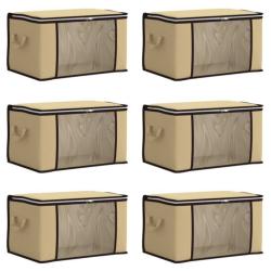 Bo&icirc;tes rangement tissu cr&egrave;me 43x34x23 cm pliables fen&ecirc;tre transparente 6 pcs