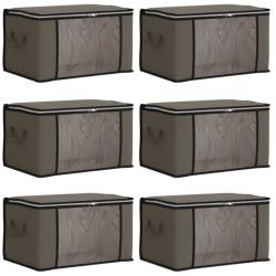 Bo&icirc;tes rangement tissu gris 43x34x23 cm pliables fen&ecirc;tre transparente 6 pcs