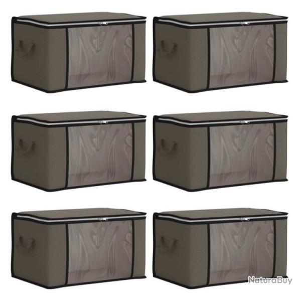 Bo�tes rangement tissu gris 43x34x23 cm pliables fen�tre transparente 6 pcs